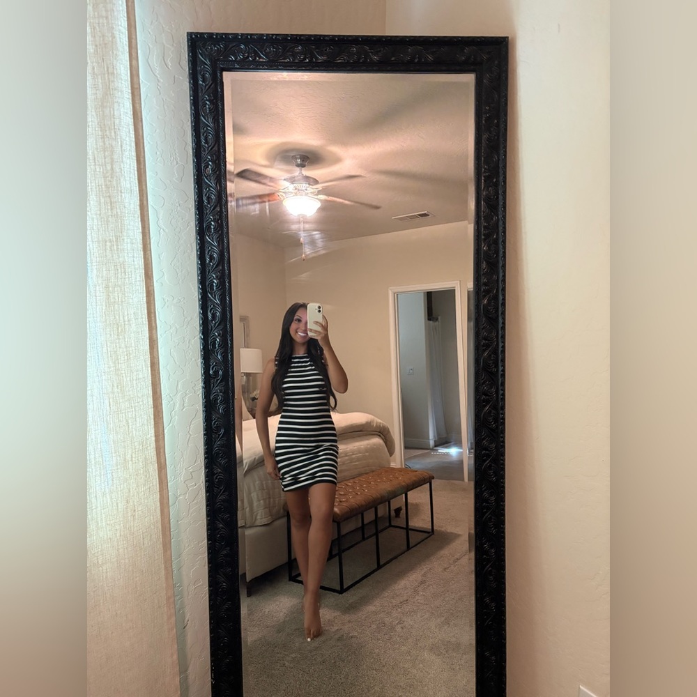 Amazon Black and White Striped Mini Dress